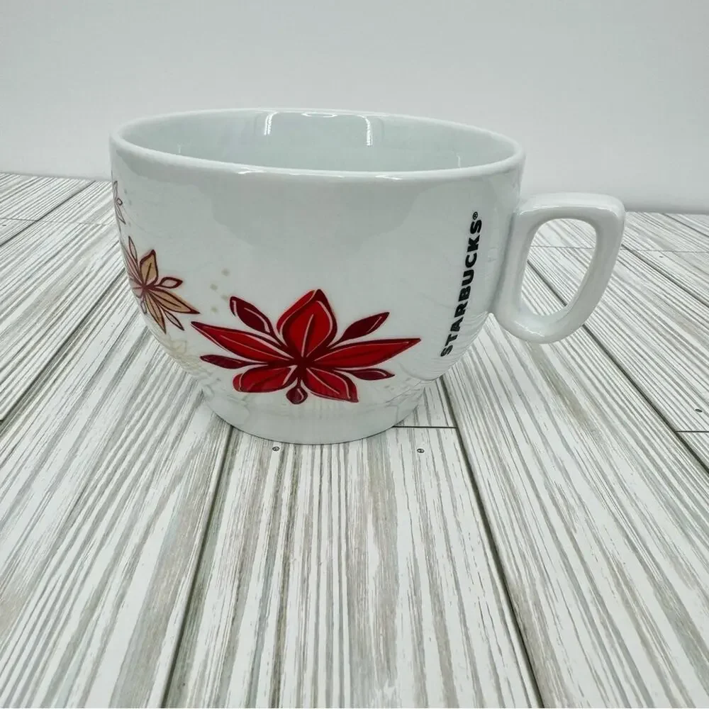 Starbucks holiday 2013 poinsettias snowflake coffee tea cup mug large 20 oz